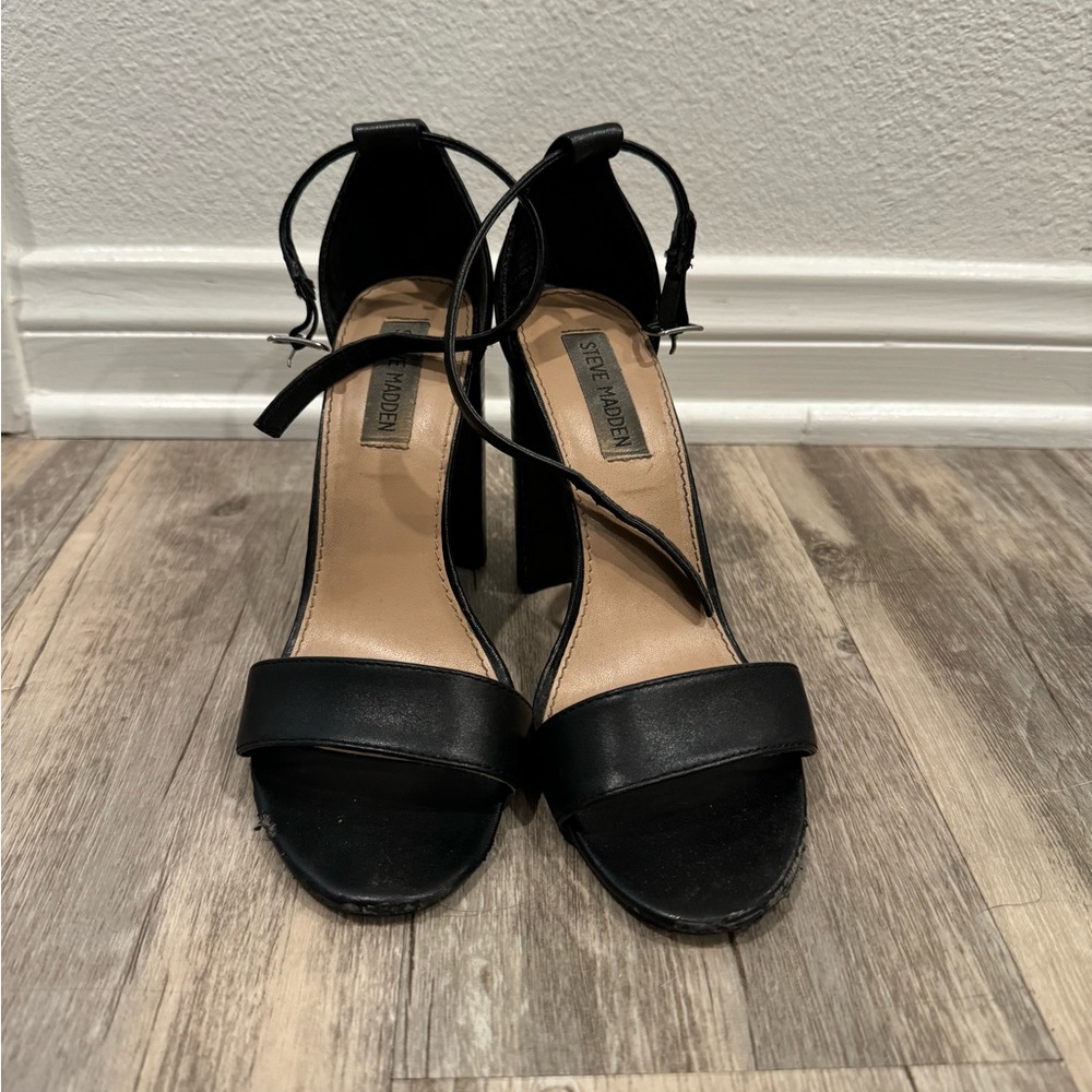 Black leather heels